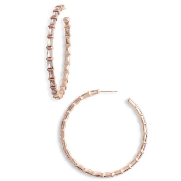 Kendra Scott Thora Rose Gold Hoop Earrings In Blush Crystal - Picture 7 of 9